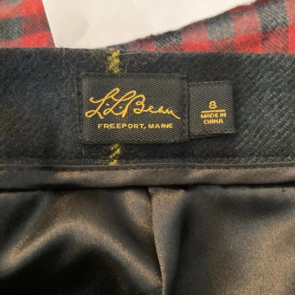 L.L. Bean Skirt Womens Sz 8 Green Tartan Plaid Wool A-Line Lined Back‎ Zip - Picture 5 of 9